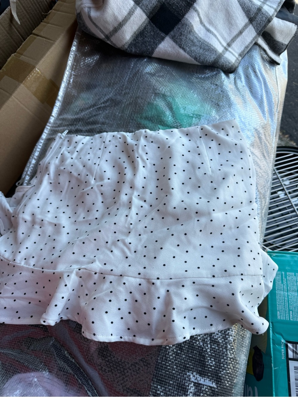 Windsor White Mini Skirt with Black Polka Dots